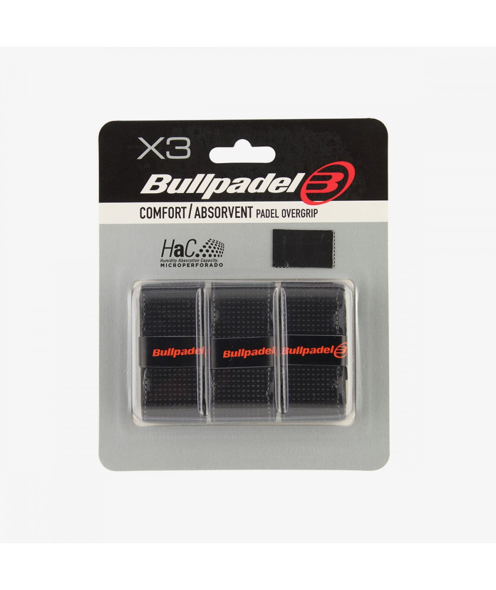 Bullpadel Overgrip Comfort Perforado Negro X3