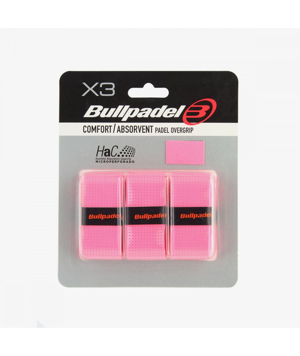 Bullpadel Overgrip Comfort Perforado Rosa Fluor X3