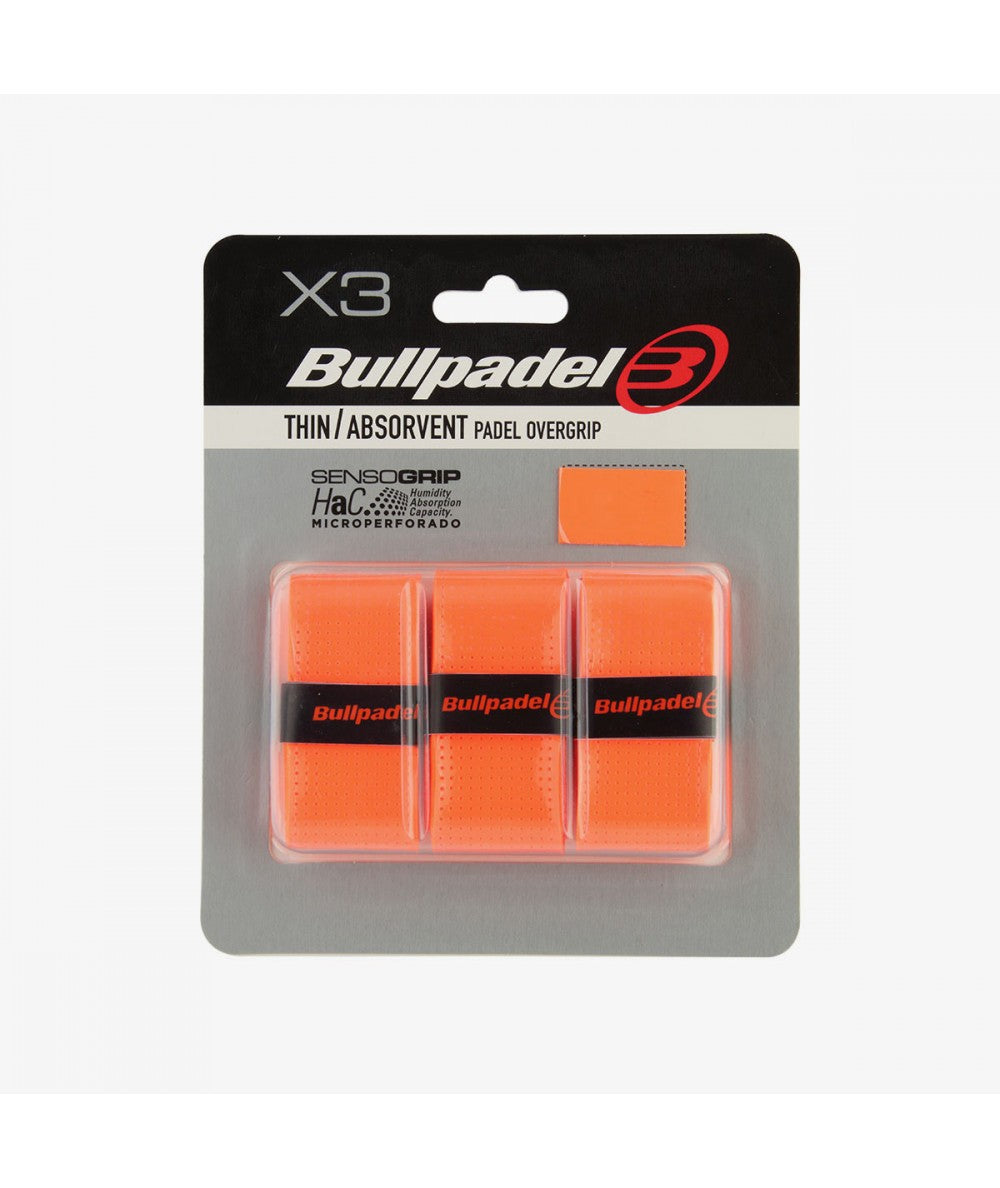 Bullpadel Overgrip Sensogrip Pro Perforado Naranja X3