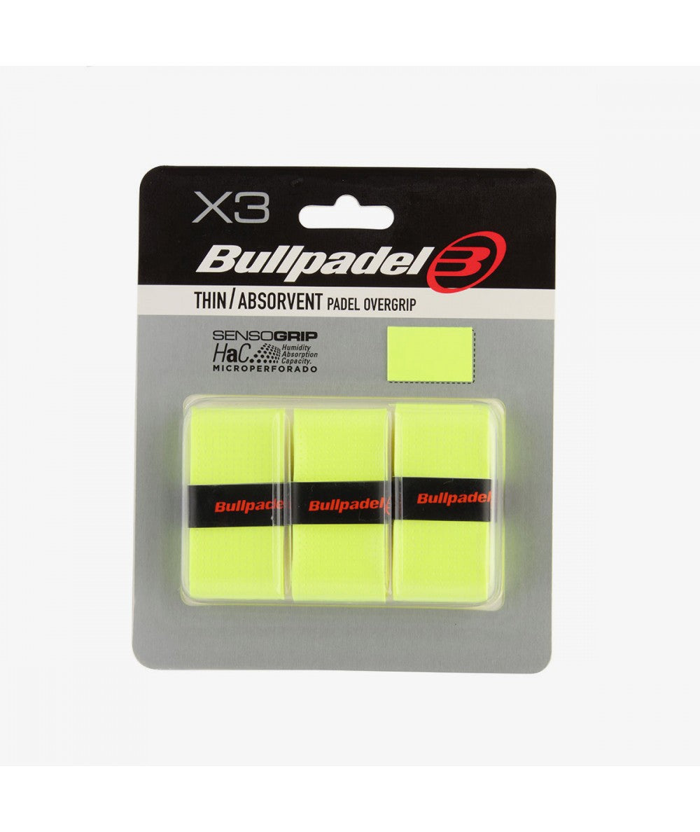 Bullpadel Overgrip Sensogrip Pro Perforado Amarillo Fluor X3